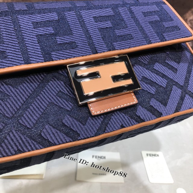 FENDI专柜精品包包 芬迪Baguette中號手袋 Fendi2020火新爆款藍色牛仔布包 fdzg2292